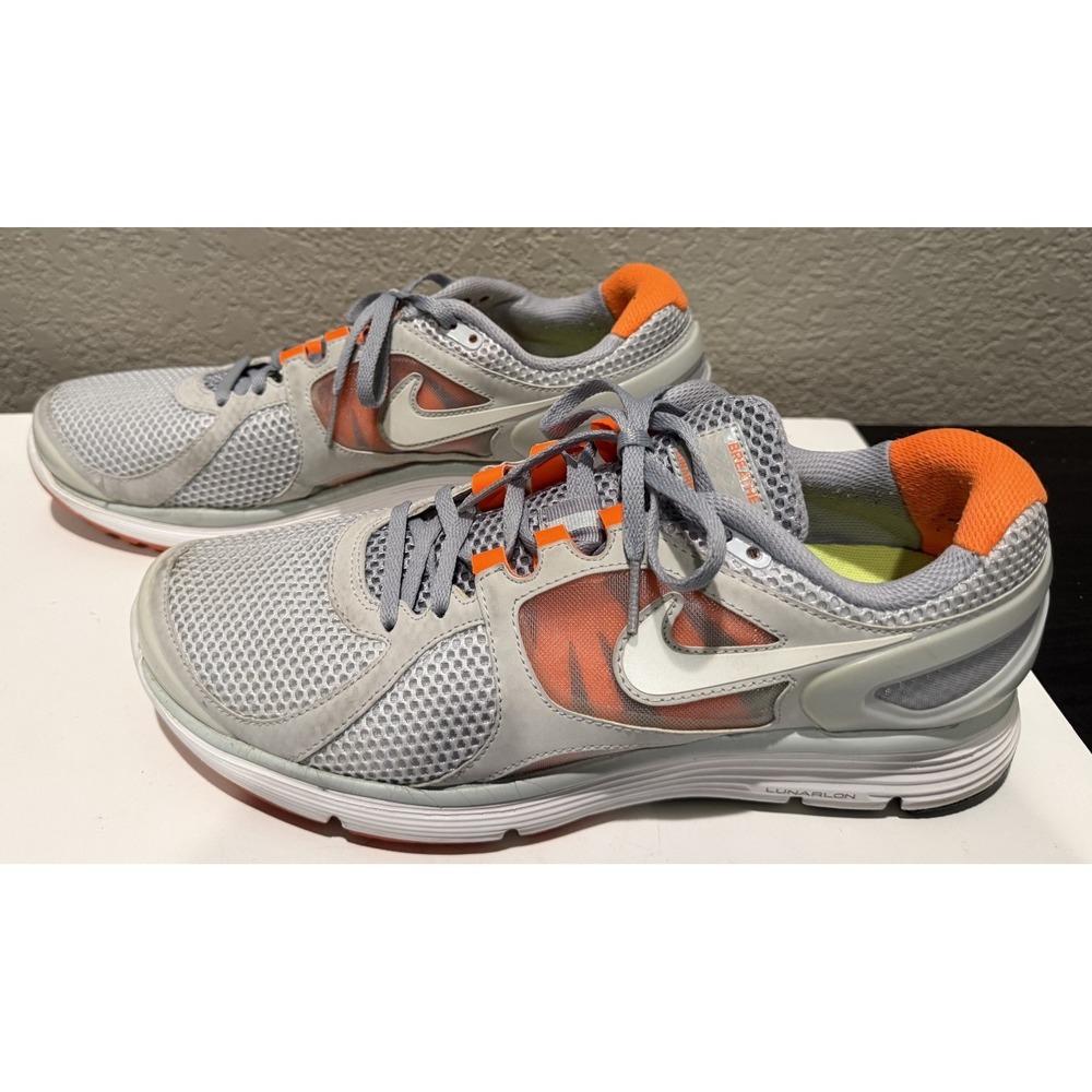Nike Lunarlon Lunar Eclipse 2 Running Shoes Gray Orange 512929-010 Size 10